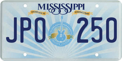 MS license plate JPO250