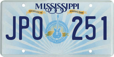 MS license plate JPO251