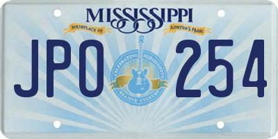 MS license plate JPO254