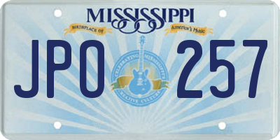 MS license plate JPO257