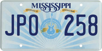 MS license plate JPO258