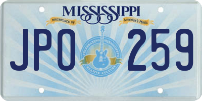 MS license plate JPO259