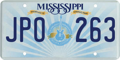 MS license plate JPO263
