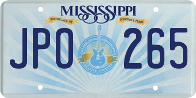 MS license plate JPO265
