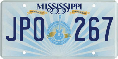MS license plate JPO267