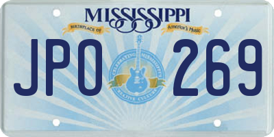 MS license plate JPO269