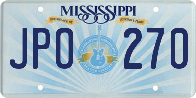 MS license plate JPO270