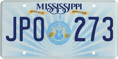 MS license plate JPO273