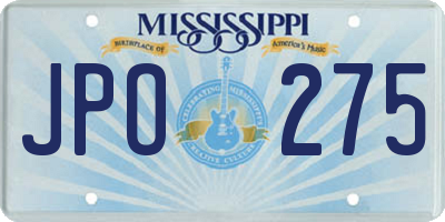 MS license plate JPO275