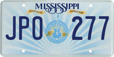 MS license plate JPO277