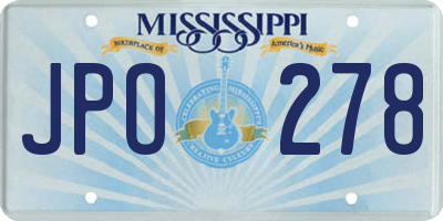 MS license plate JPO278