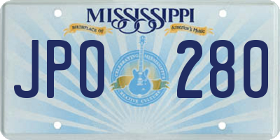 MS license plate JPO280