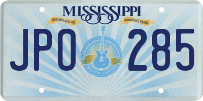MS license plate JPO285