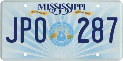 MS license plate JPO287