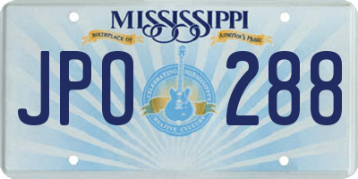 MS license plate JPO288