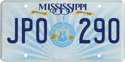 MS license plate JPO290