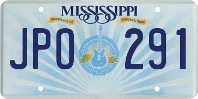 MS license plate JPO291