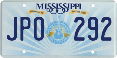 MS license plate JPO292