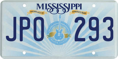 MS license plate JPO293