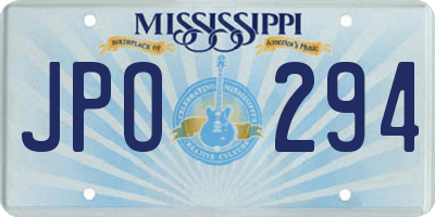 MS license plate JPO294
