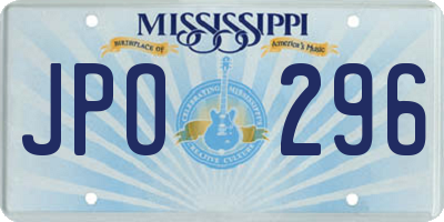 MS license plate JPO296