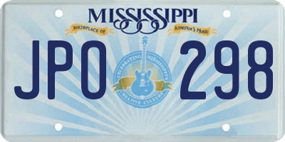 MS license plate JPO298