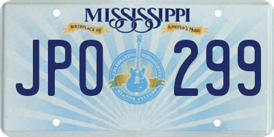 MS license plate JPO299