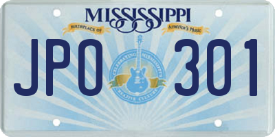 MS license plate JPO301