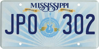 MS license plate JPO302