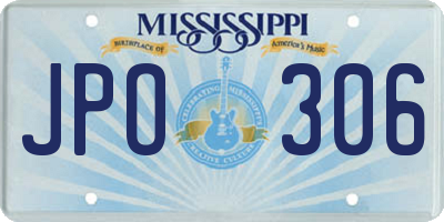 MS license plate JPO306