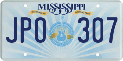 MS license plate JPO307