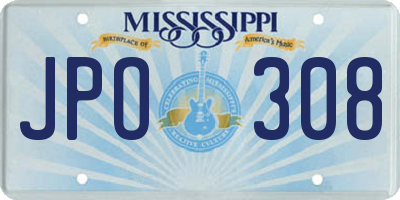 MS license plate JPO308
