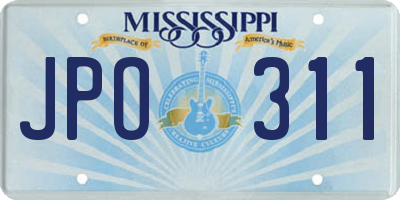 MS license plate JPO311