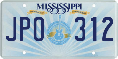 MS license plate JPO312