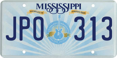 MS license plate JPO313