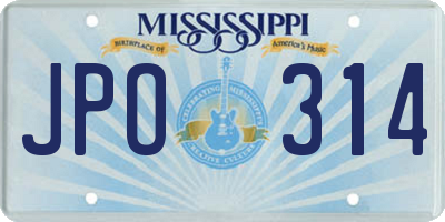 MS license plate JPO314