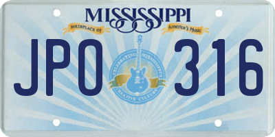 MS license plate JPO316