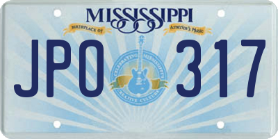 MS license plate JPO317