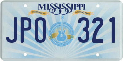 MS license plate JPO321