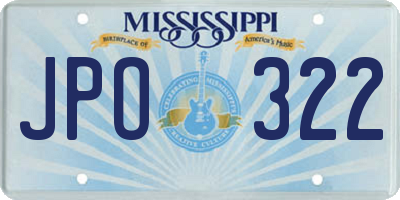 MS license plate JPO322