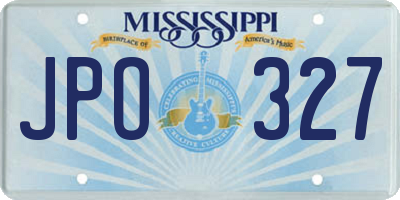 MS license plate JPO327