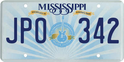 MS license plate JPO342