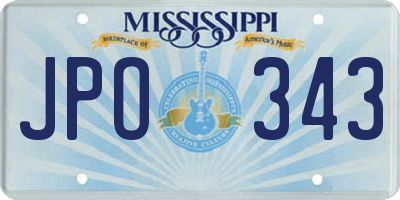 MS license plate JPO343