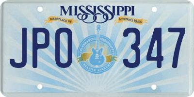 MS license plate JPO347
