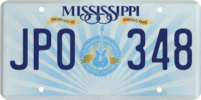MS license plate JPO348
