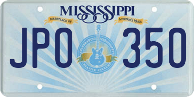 MS license plate JPO350