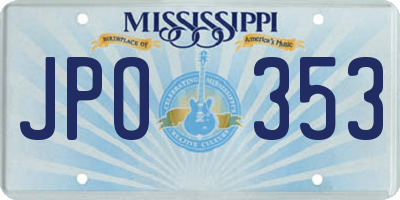 MS license plate JPO353