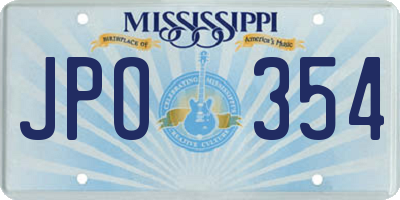 MS license plate JPO354