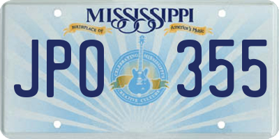 MS license plate JPO355