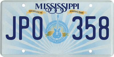 MS license plate JPO358